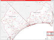 Myrtle Beach-Conway-North Myrtle Beach Metro Area Wall Map Red Line Style